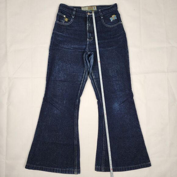 Buggirl RARE Y2K Rave 90s Wide Leg Blue Denin Jeans Size 7 - Picture 8 of 9